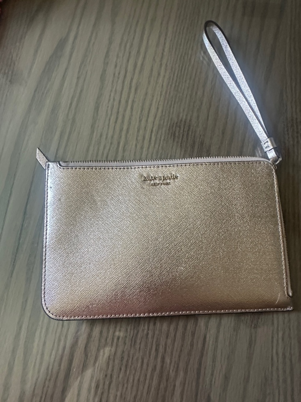 kate spade Metallic Rose Gold Wristlet Clutch